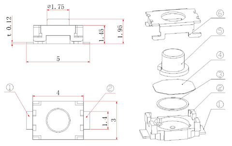 TSY3420-2T / 3x4 touch switch / Series 3x4 / Tact Switches