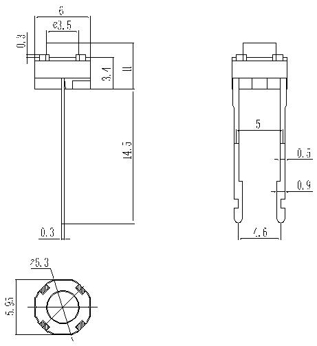 TSY66HCJ, 6x6 feet long round, Tact Switch