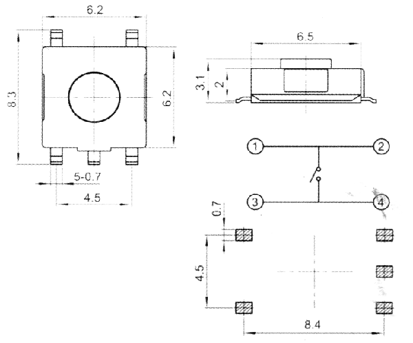 TVEM05 6.2x6.2mm tact switches SMD