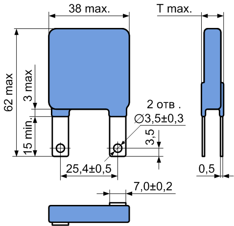 Варисторы дисковые металлооксидные с номинальными размерами 34x34 mm