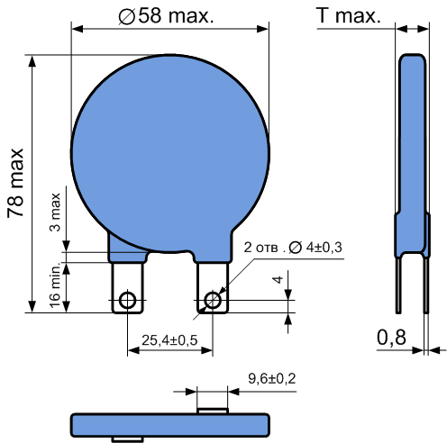 Варисторы дисковые металлооксидные с номинальным диаметром 53 mm